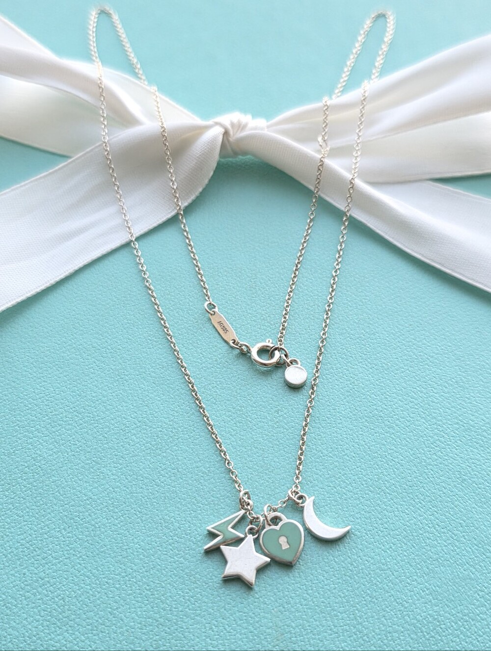 Retired T&Co Love Notes Charm Necklace Sterling Silver 18-20"